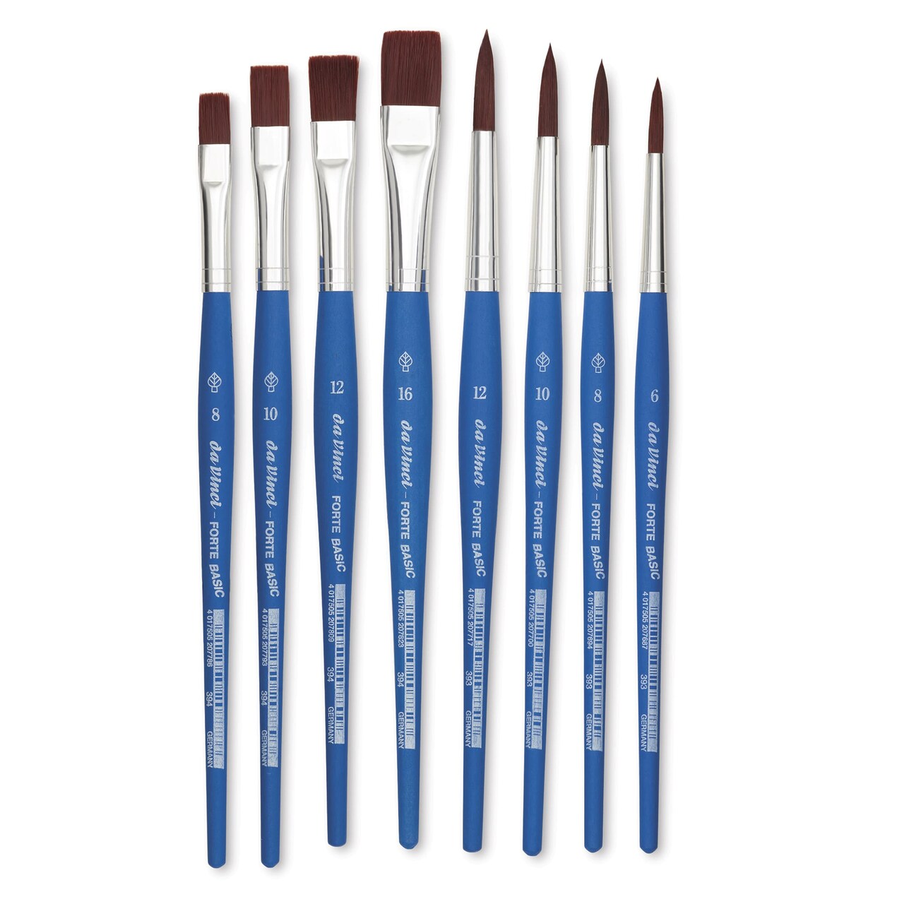 Da Vinci Forte Basic Synthetic Brushes - Assorted, Short Handle, Set of 8